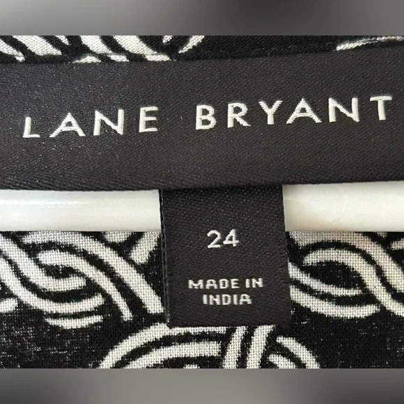 Lane Bryant Black White Chain Link Print Faux Wrap Long Sleeve Blouse Top - Picture 7 of 8